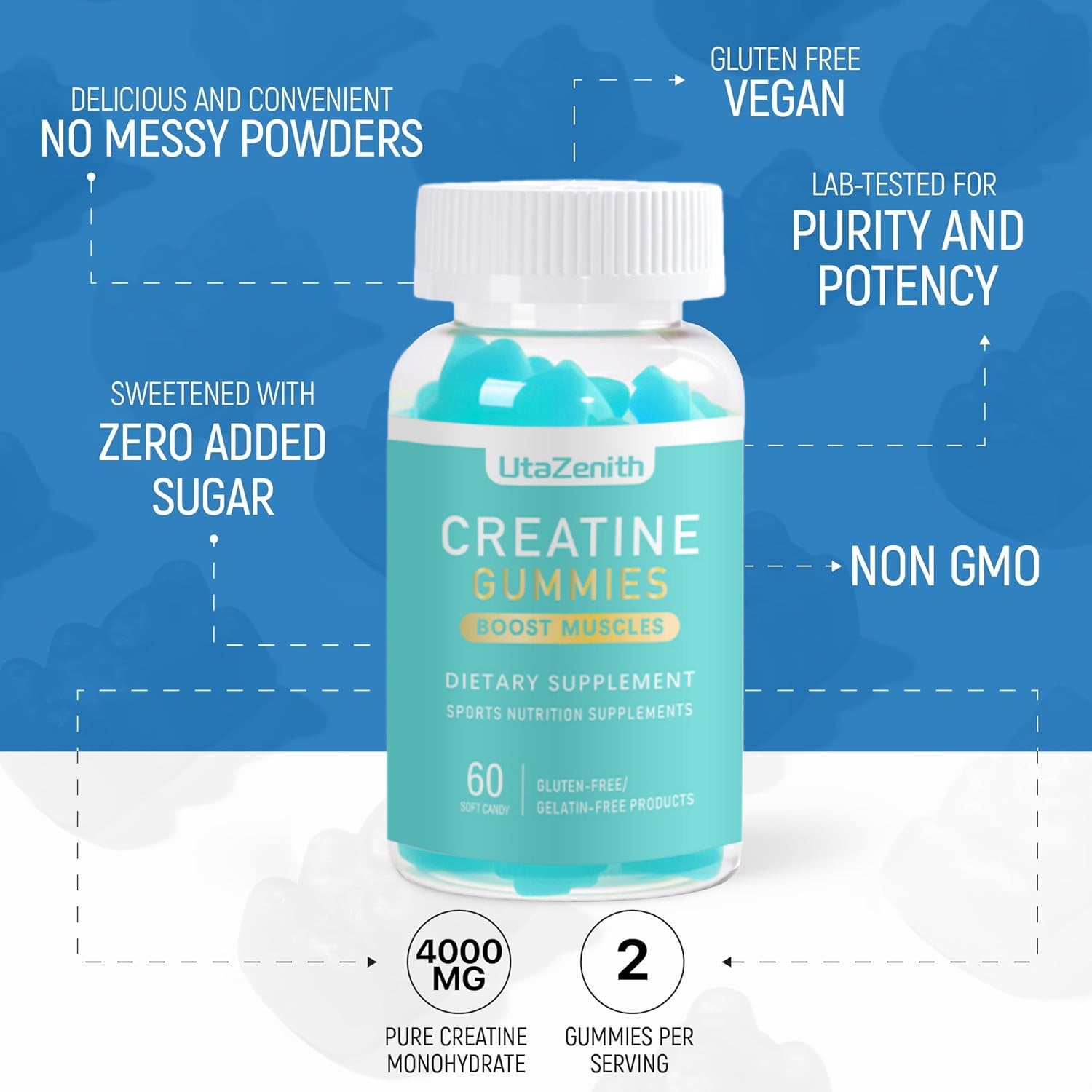 UtaZenith Creatine Gummies for Muscle Building & Athletic Performance 