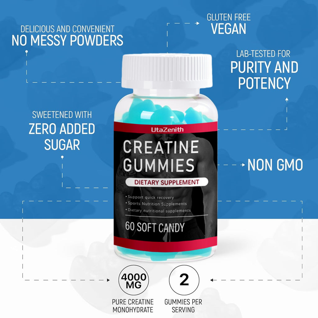 UtaZenith Creatine Gummies: Pre-Workout Energy & Muscle Support