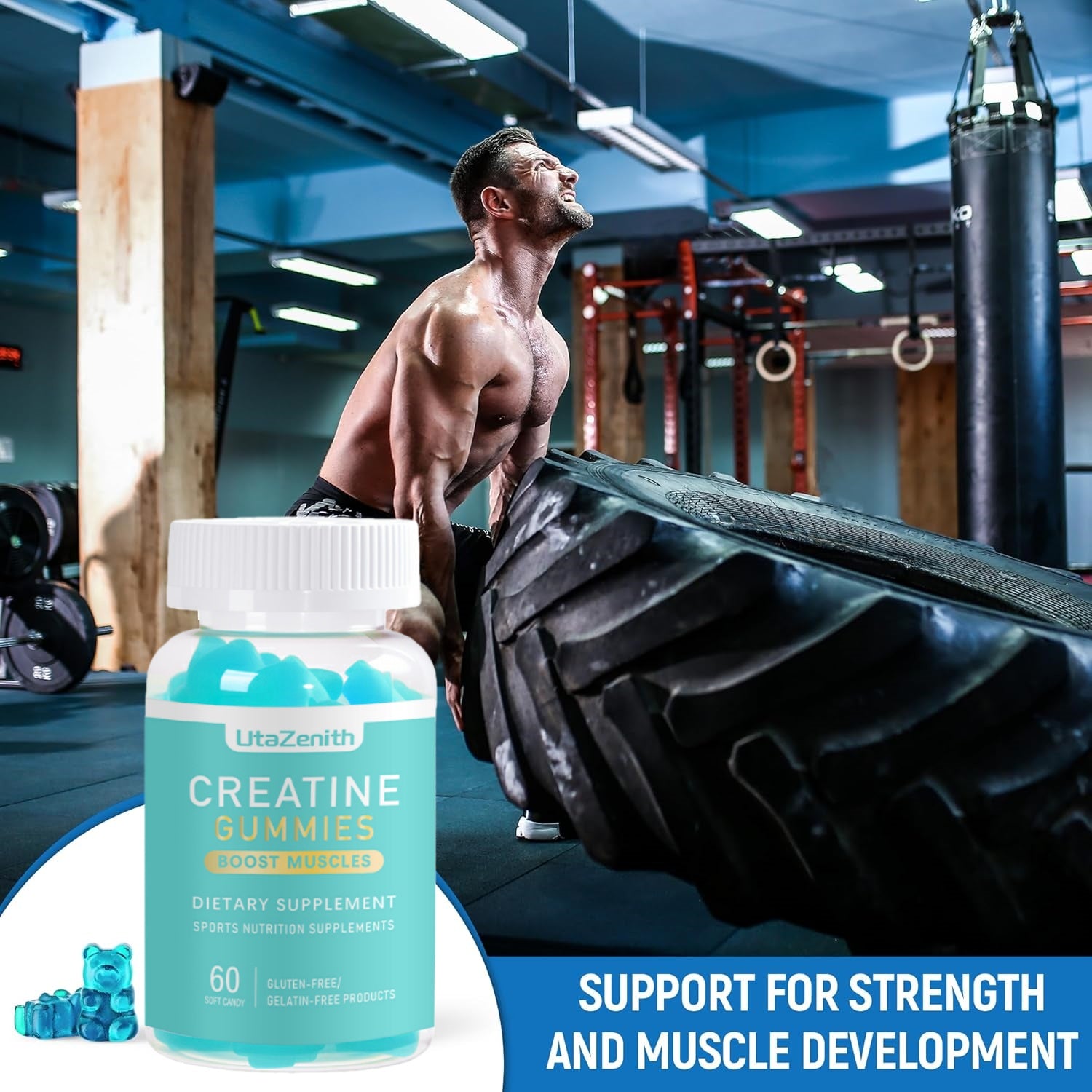 UtaZenith Creatine Gummies for Muscle Building & Athletic Performance 